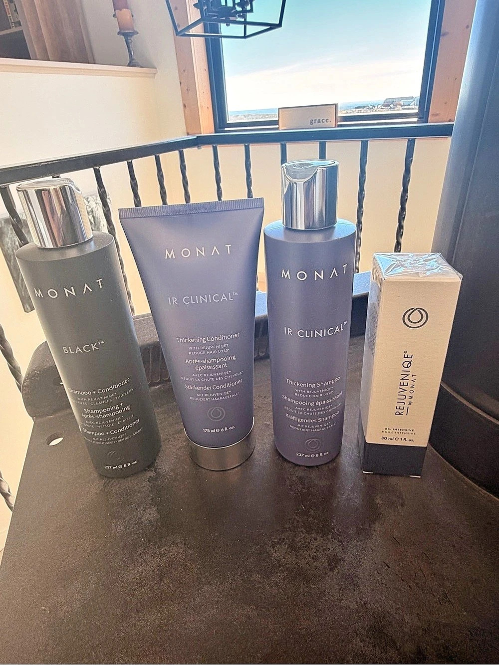 MONAT Hair Care Bundle (Black Shampoo+Conditioner, IR Clinical Thickening